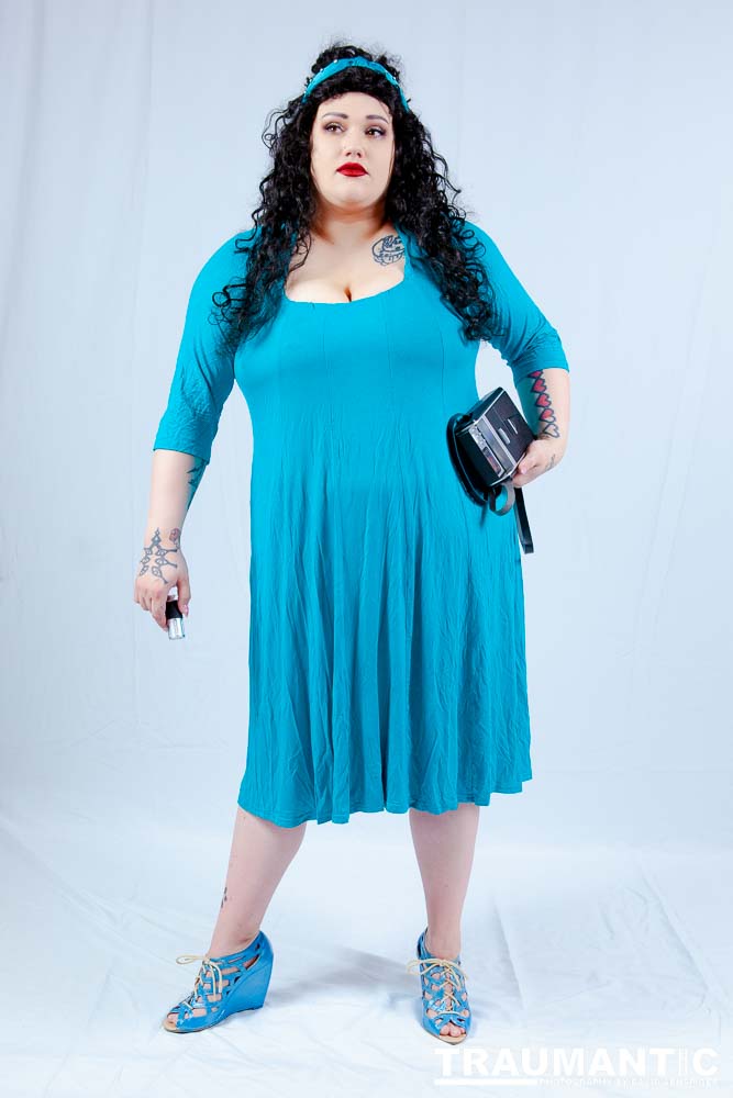 Dorian cosplaying as Deanna Troi from Star trek TNG.